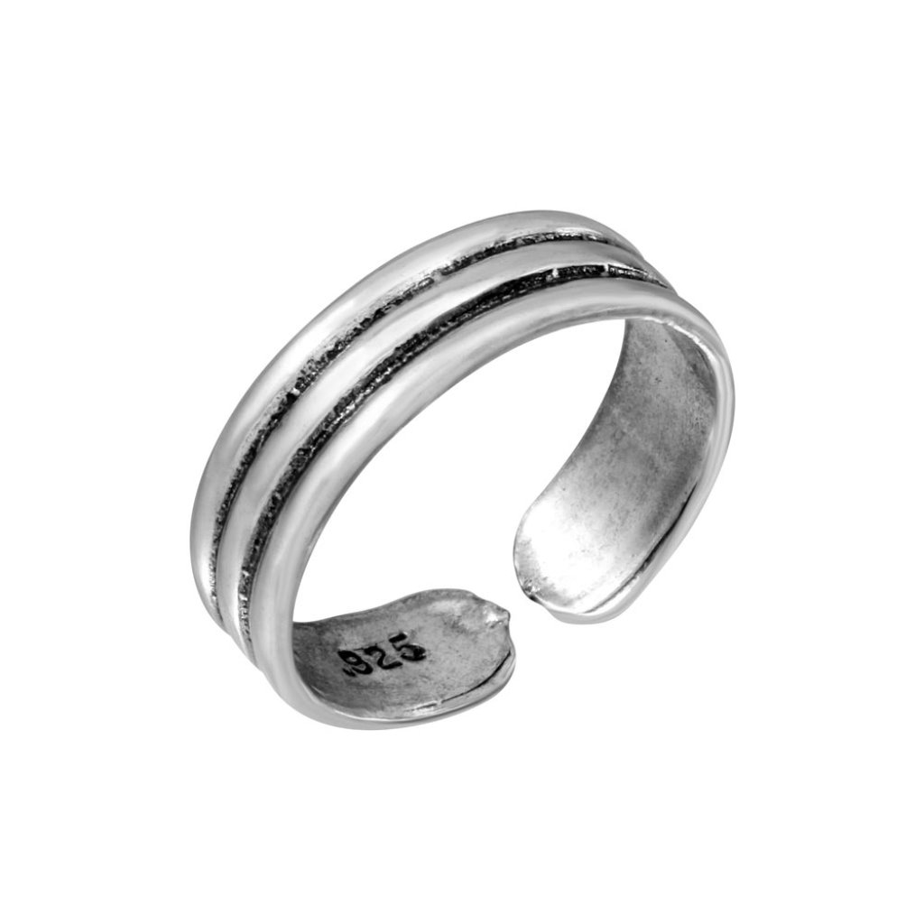Silver 3 Row Adjustable Toe Ring